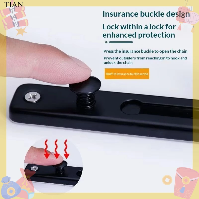 Security Chain Door - โซ่ล็อคประตูพร้อมกลอนล็อค โซ่ล็อคประตูเพื่อความปลอดภัยสำหรับเด็ก ตัวล็อคบานประตู ตัวล็อคกันขโมย อุปกรณ์ฮาร์ดแวร์สำหรับโรงแรม