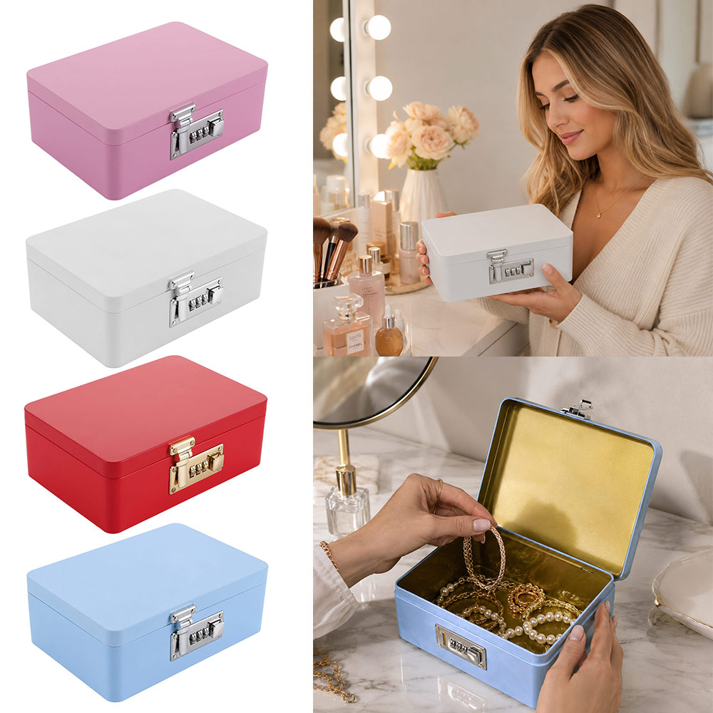 Medicine Cabinet Lock - กล่องเก็บของแบบมีรหัสล็อค โครงสร้างโลหะ รูปทรงสี่เหลี่ยมผืนผ้า กล่องเก็บกุญแจ ปลอดภัย มีฝาเปิดปิด